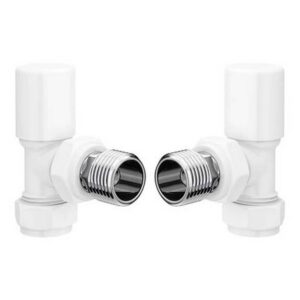 Redroom Angled Round Radiator Valve Pack White