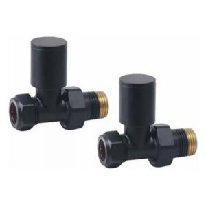 Redroom Straight Round Radiator Valve Pack Black