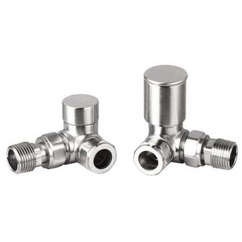 Pure Elements Corner Round Radiator Valve Pack Brushed Nickel Pure Elements Corner Round Radiator Valve Pack Brushed Nickel
