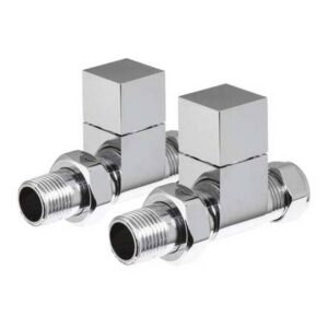Redroom Straight Square Radiator Valve Pack Chrome