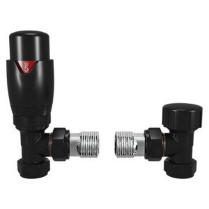 Redroom Angled Thermostatic Radiator Valve Pack Black