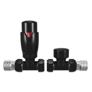 Redroom Straight Thermostatic Radiator Valve Pack Black