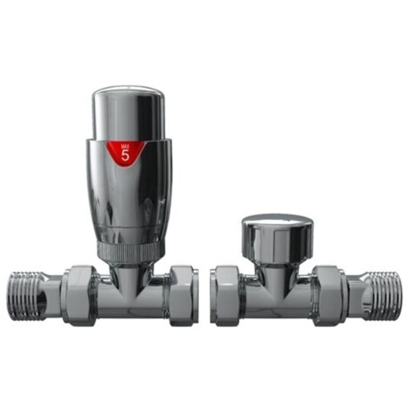 Redroom Straight Thermostatic Radiator Valve Pack Chrome