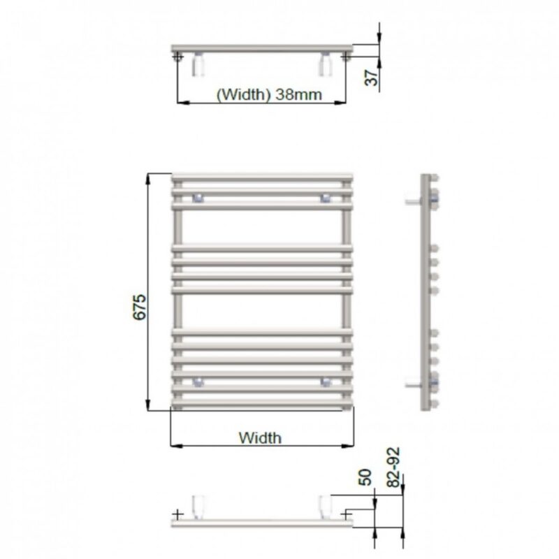 Redroom TT Lux Quartz White 675x496mm Heated Towel Rail