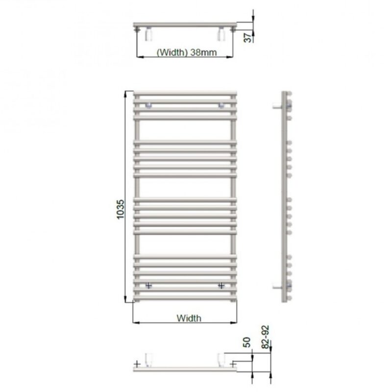 Pure Verona Lux Quartz White 1035x496mm Heated Towel Rail