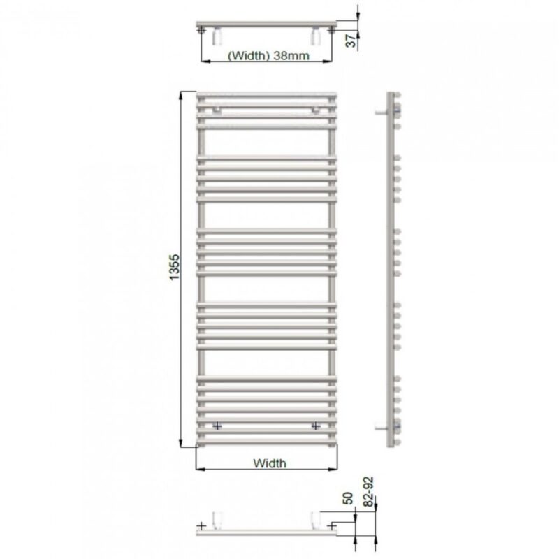 Pure Verona Lux Quartz White 1355x496mm Heated Towel Rail
