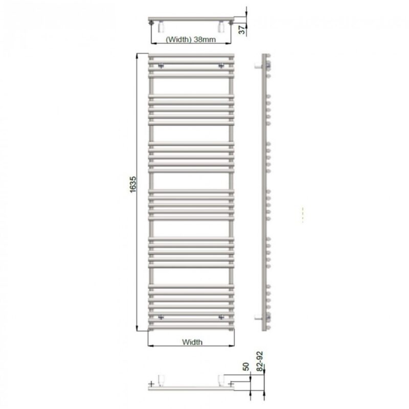 Pure Verona Lux Matt Black 1635x496mm Heated Towel Rail