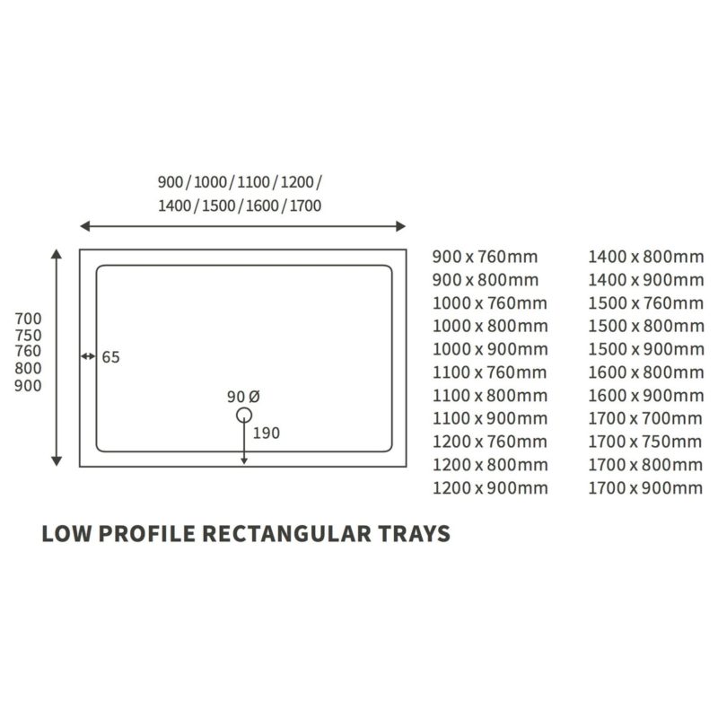 RefleXion Low Profile 1100x700mm Rectanglular Tray & Waste
