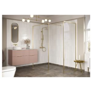 RefleXion Iconix Brushed Brass Profile Wetroom Side Panel 800mm