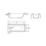 Roca Contesa Steel Bath 1500x700mm No Taphole No Grips