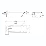 Roca Contesa Steel Bath 1500 x 700mm 2 Tapholes & Legset