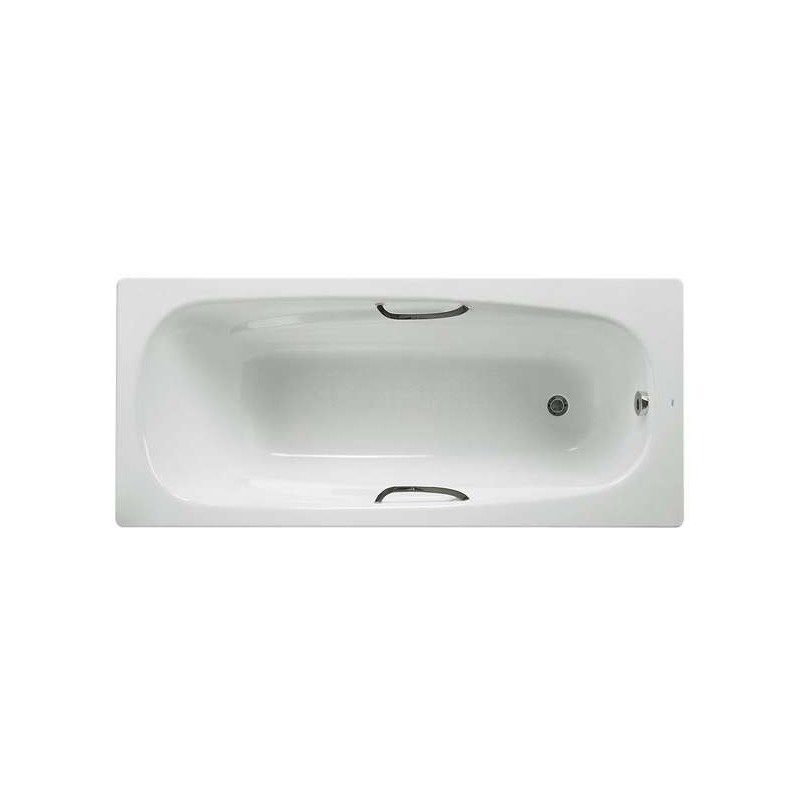 Roca Carla Steel Bath 1600x700mm 2 Tapholes Anti-Slip White