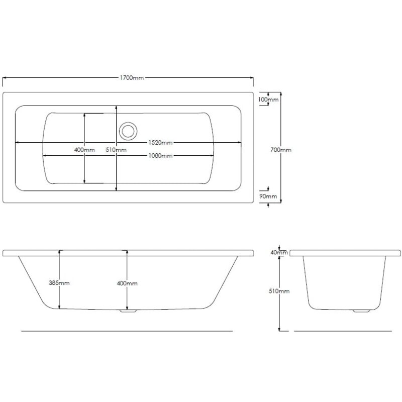 Roca The Gap Double Ended Rectangular Acrylic Bath 1700x700mm