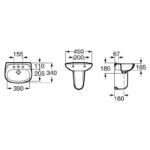 Roca Laura 450mm 1 Hole Basin & Semi Pedestal