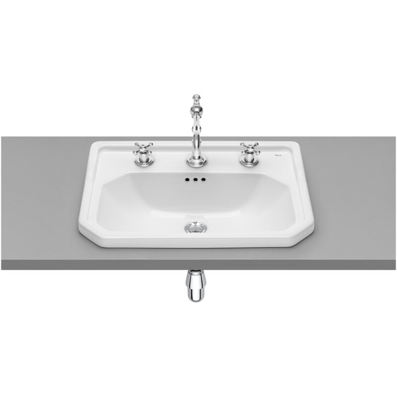 Roca Carmen 600x450mm In Countertop 3 Taphole Basin