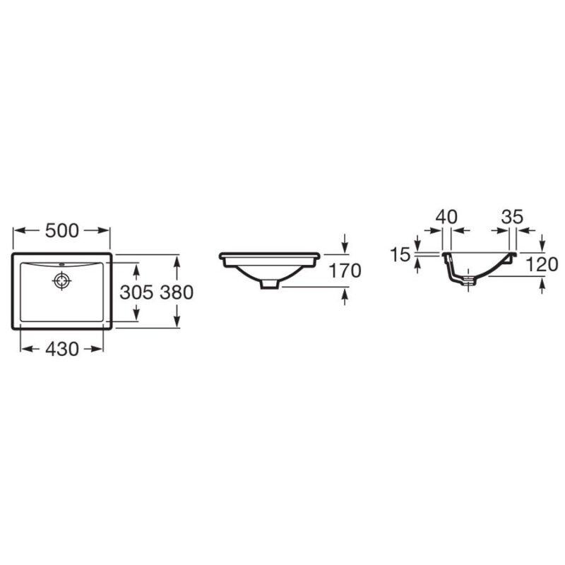 Roca Diverta Under/Over-Countertop Basin 50cm No Tapholes
