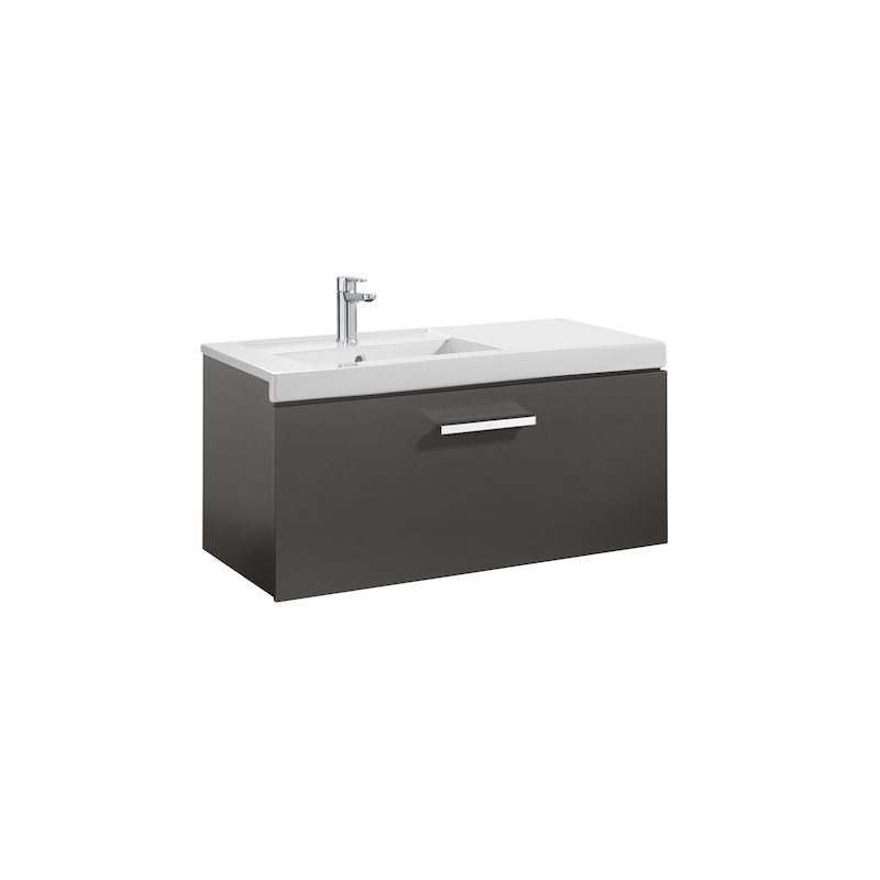 Roca Prisma 900mm Base Unit with Left Hand Basin Gloss Anthracite Grey