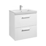 Roca Prisma Wall Hung 2 Drawer 600mm Unit & Basin Gloss White
