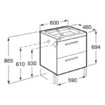 Roca Prisma Wall Hung 2 Drawer 600mm Unit & Basin Gloss White