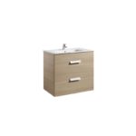 Roca Debba 800mm Base Unit with 2 Drawers & Square Basin Textured Oak