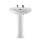 Roca Laura 560mm 2 Hole Basin & Full Pedestal