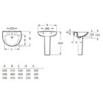 Roca Laura 560mm 2 Hole Basin & Full Pedestal