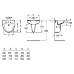 Roca Laura 560mm 2 Hole Basin & Semi Pedestal