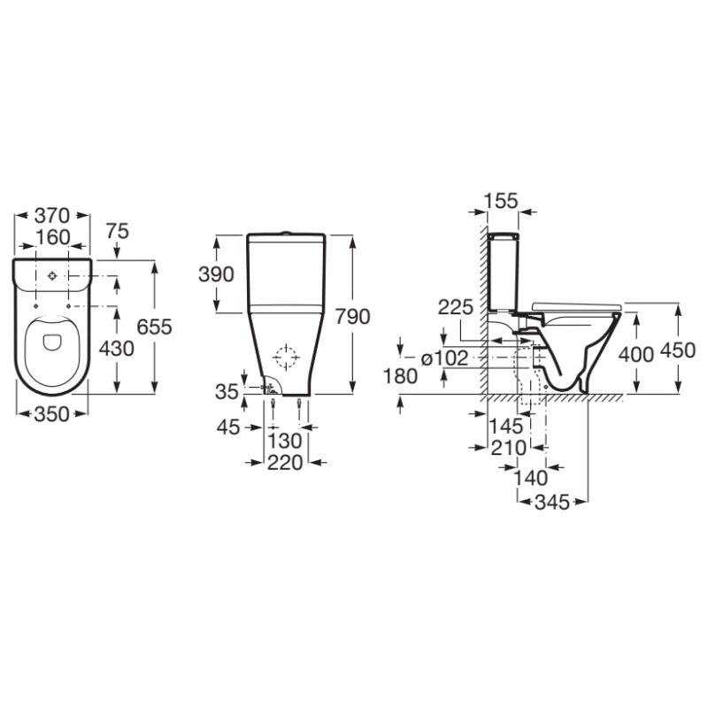 Roca The Gap Round Close Coupled Dual Flush 4.5/3L Cistern