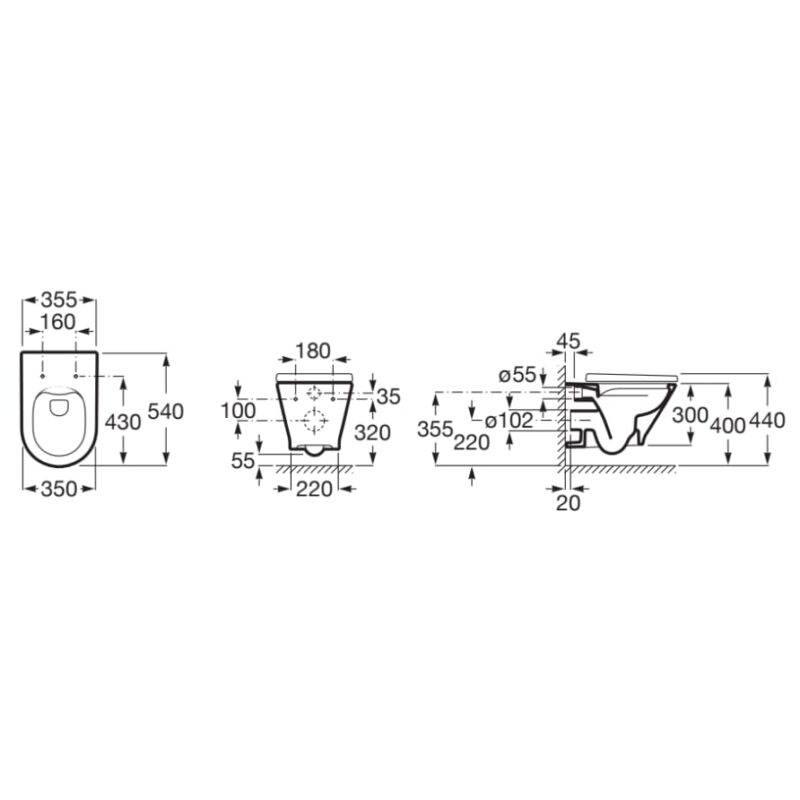 Roca The Gap Round Rimless Wall Hung WC Pan