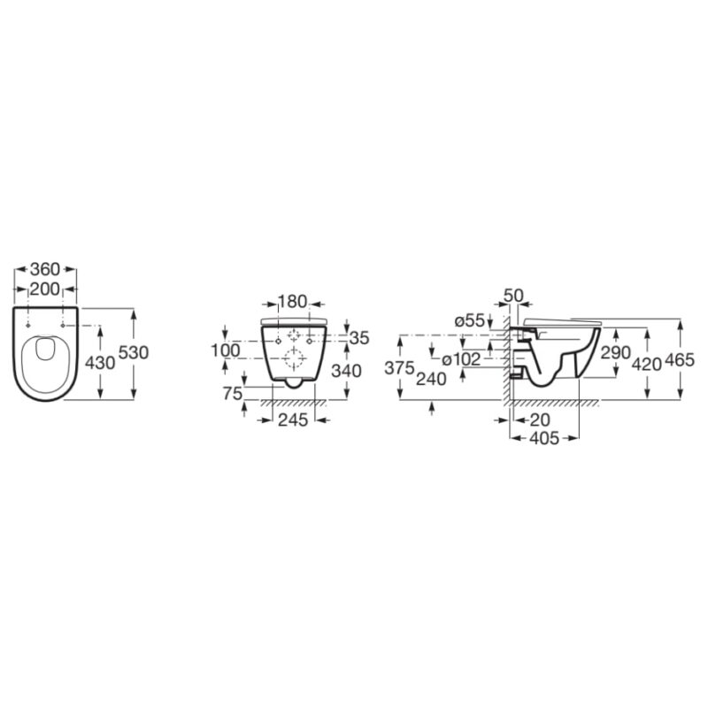 Roca Ona Wall Hung Rimless Toilet Pan