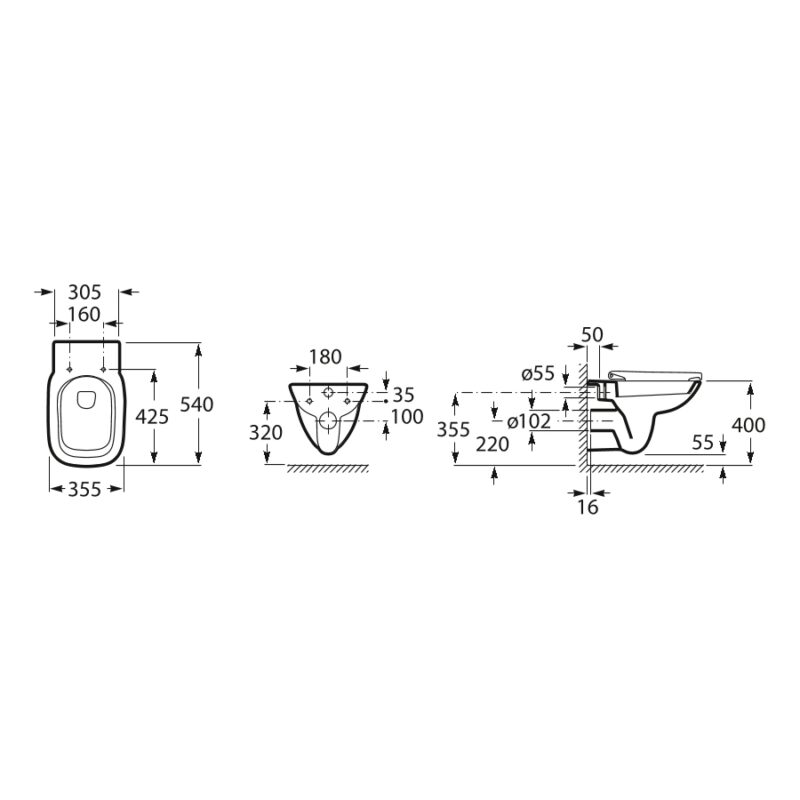Roca Debba Rimless Wall-Hung WC Pan