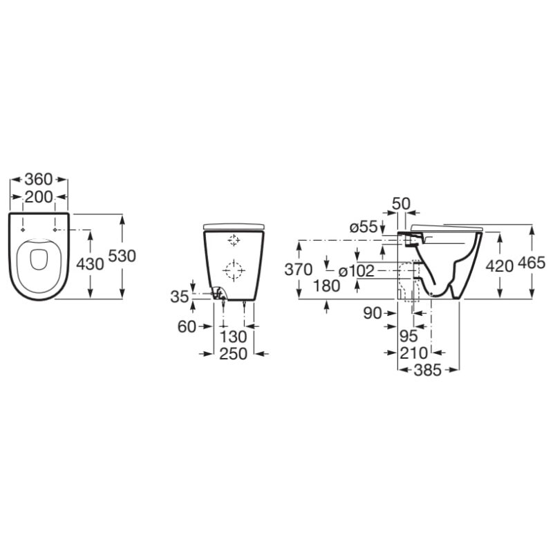 Roca Ona Back To Wall Close Coupled WC Pan