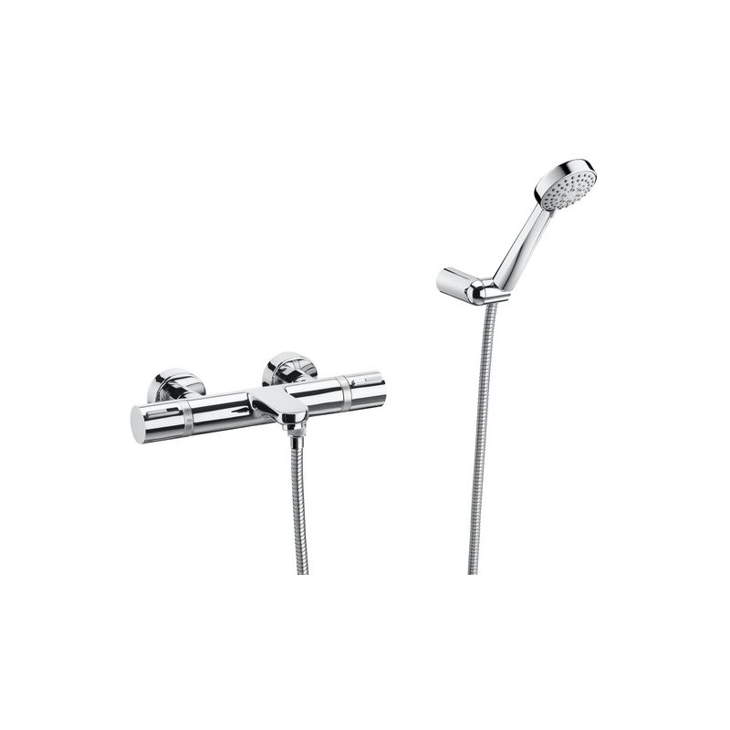Roca T-1000 Thermostatic Wall Mounted Bath Shower Mixer Chrome