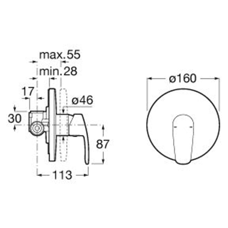 Roca Monodin-N Built-In Bath OR Shower Mixer (1 Outlet)