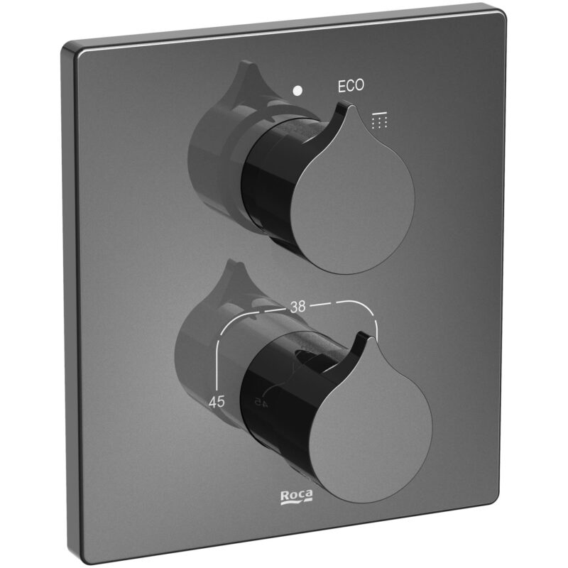 Roca Insignia Built In Thermostatic Shower Mixer 1 Outlet Titanium Black