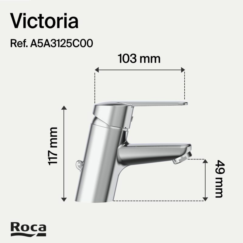 Roca V2 Basin Mixer Tap No Waste Chrome