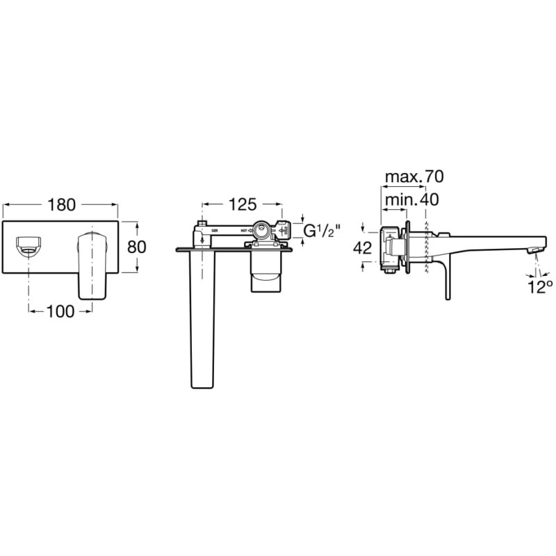 Roca L90 Wall Basin Mixer