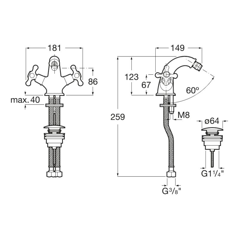 Roca Carmen Bidet Mixer with Waste