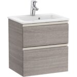 Roca The Gap Compact 2 Drawer 500mm City Oak Base Unit & Basin