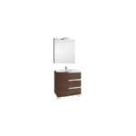 Roca Victoria-N Pack 800mm 3 Drawer Unit, Light & Mirror Wenge