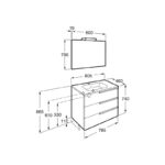 Roca Victoria-N Pack 800mm 3 Drawer Unit, Light & Mirror Wenge