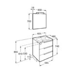 Roca Victoria-N Pack 600mm 3 Drawer Unit, Mirror & Light Grey