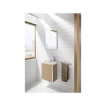 Roca Mini Pack Basin & Base Unit 450mm & Mirror Textured Grey