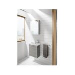 Roca Mini Pack Basin & Base Unit 450mm & Mirrored Cabinet Grey