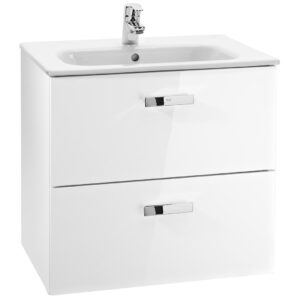 Roca Victoria 600mm Gloss White 2 Drawer Vanity Unit & Square Basin