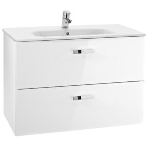 Roca Victoria 800mm Gloss White 2 Drawer Vanity Unit & Square Basin