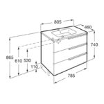 Roca Victoria-N 3 Drawer 800mm Wall Unit & Basin Gloss White