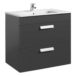 Roca Debba Wall Hung 2 Drawer Basin Unit 80cm Anthracite Grey