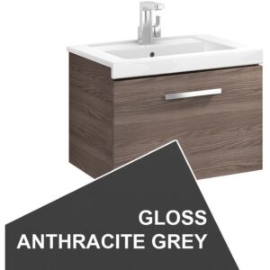 Roca Prisma Wall Hung 1 Drawer Basin Unit 60cm Anthracite Grey