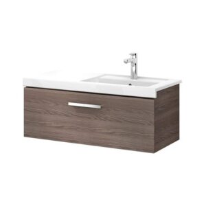 Roca Prisma Wall Hung 1 Drawer Basin Unit 90cm Textured Ash